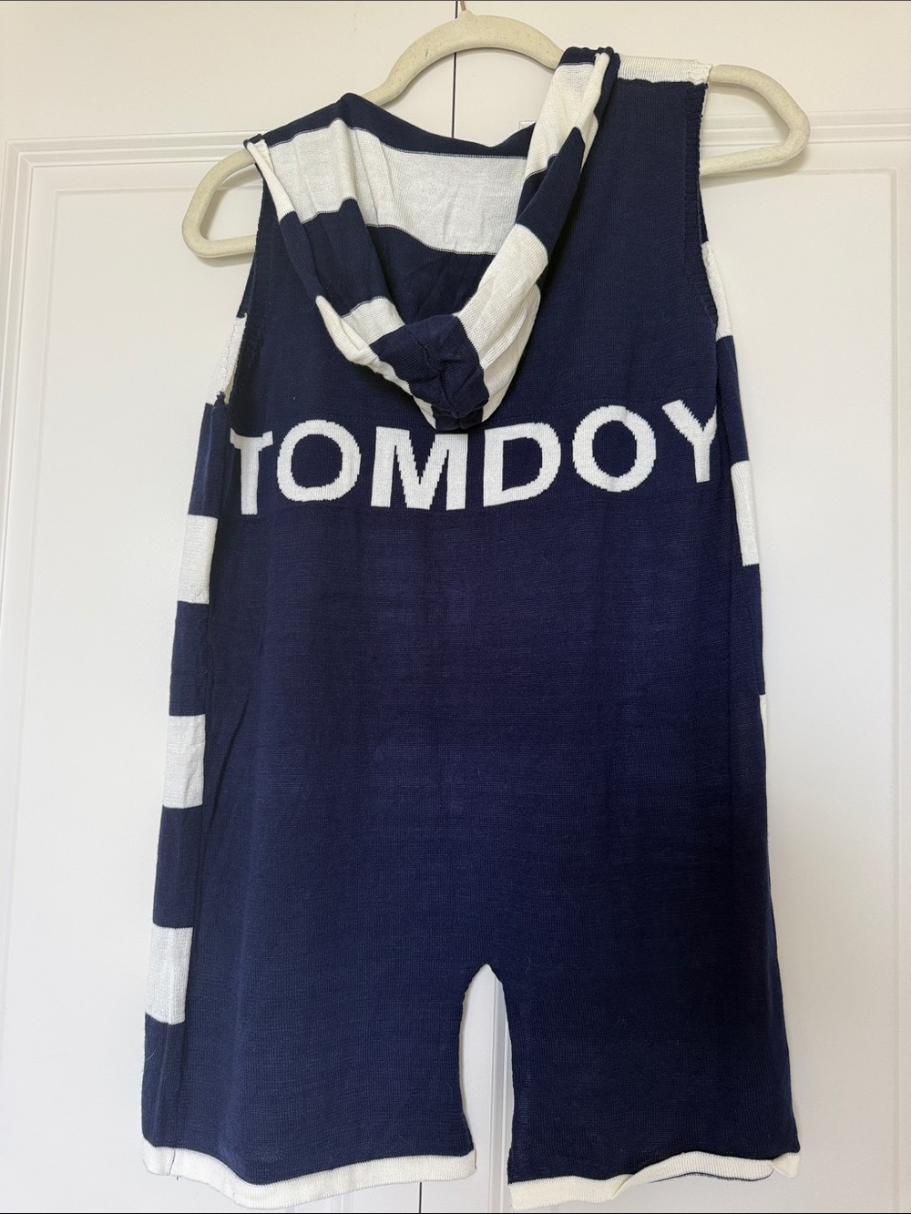 Navy & White Hooded Sleeveless “Sweater”